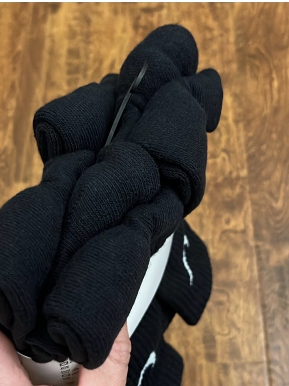 Nike Black Crew Athletic Socks with White Swoosh (6 Pack) - Picture 6 of 6